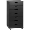 Cajonera Vertical de 7 Cajones, Mueble de Oficina Móvil con Ruedas, Negro