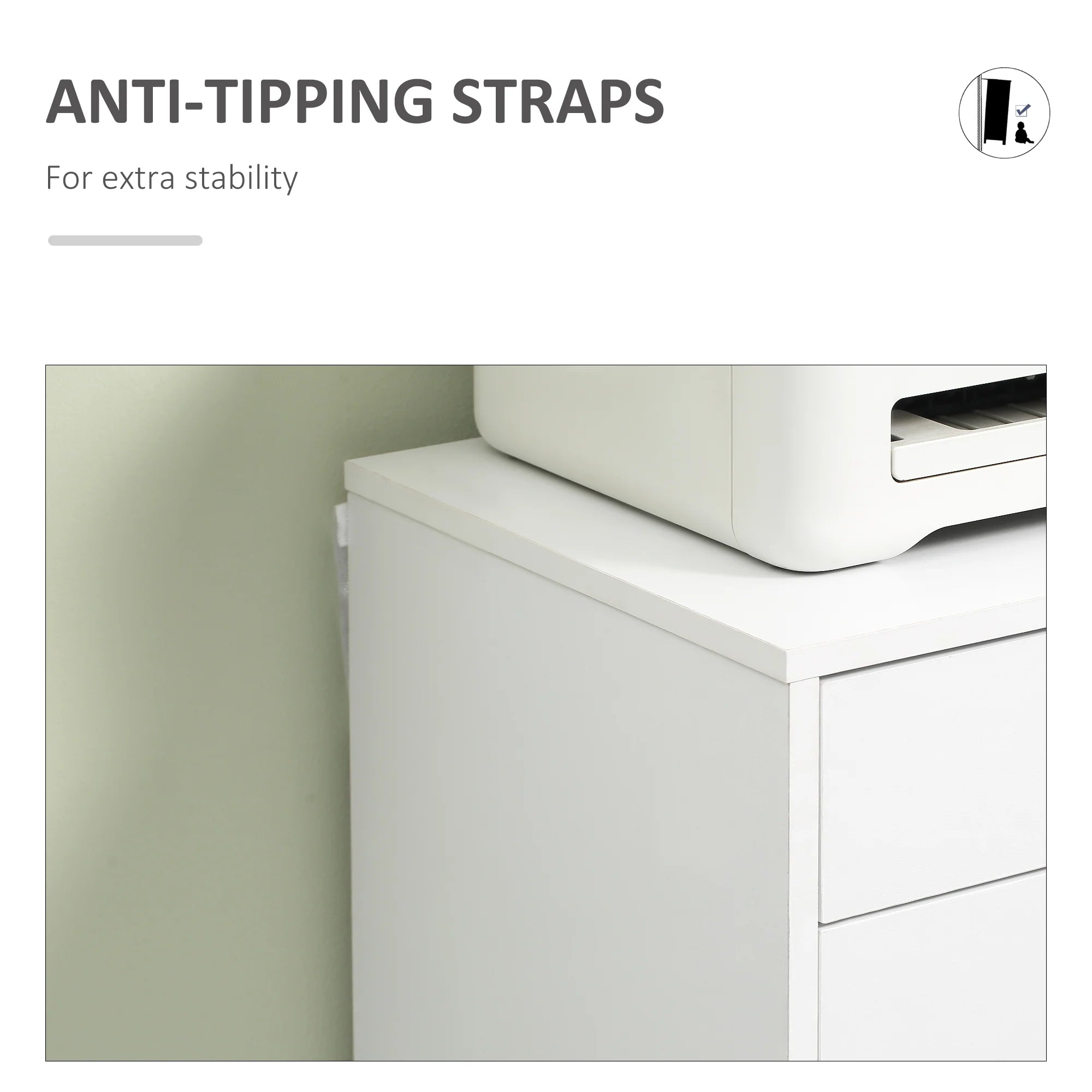 Cajonera Vertical de 7 Cajones, Mueble de Oficina Móvil con Ruedas, Blanco