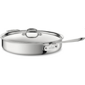 All-Clad D3 Sartén para Saltear de Acero Inoxidable de 3 Capas, 6 Cuartos, Compatible con Inducción, Horno y Grill hasta 600°F, Ollas y Sartenes, Color Plateado