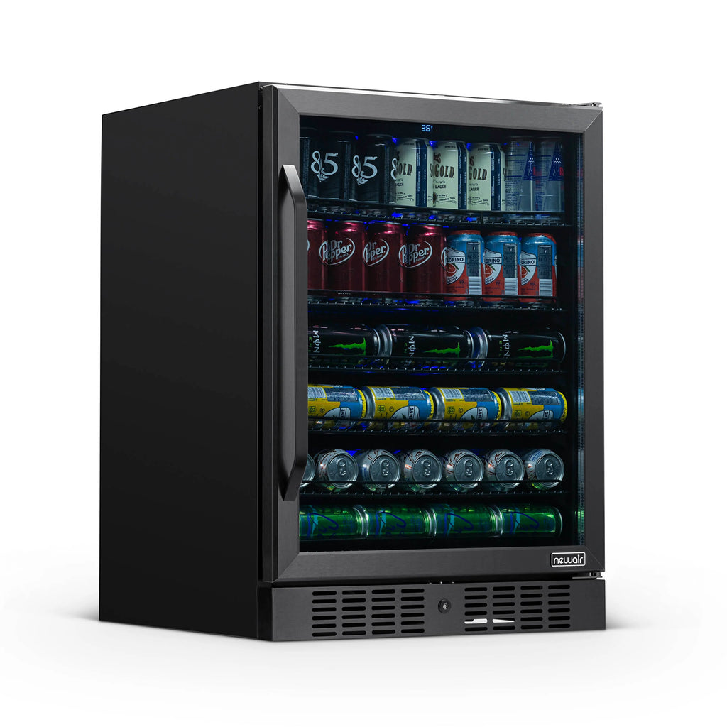 2025 Refrigerador Empotrable Newair® de 177 Latas – 24” – Acero Inoxidable Negro