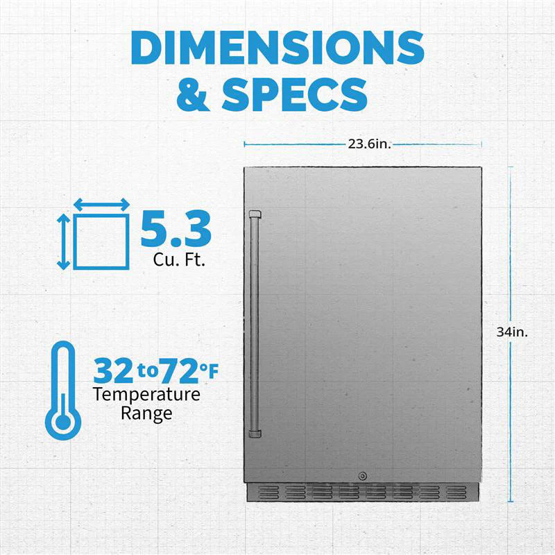 2025 Newair® Refrigerador Comercial Empotrable de 24" – 5,3 pies cúbicos – Acero Inoxidable – 23,6"