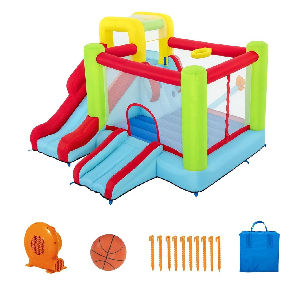 2025 Up, In and Over Wonder Hoops Parque Inflable de Rebote de 10' con Baloncesto y Resbaladilla