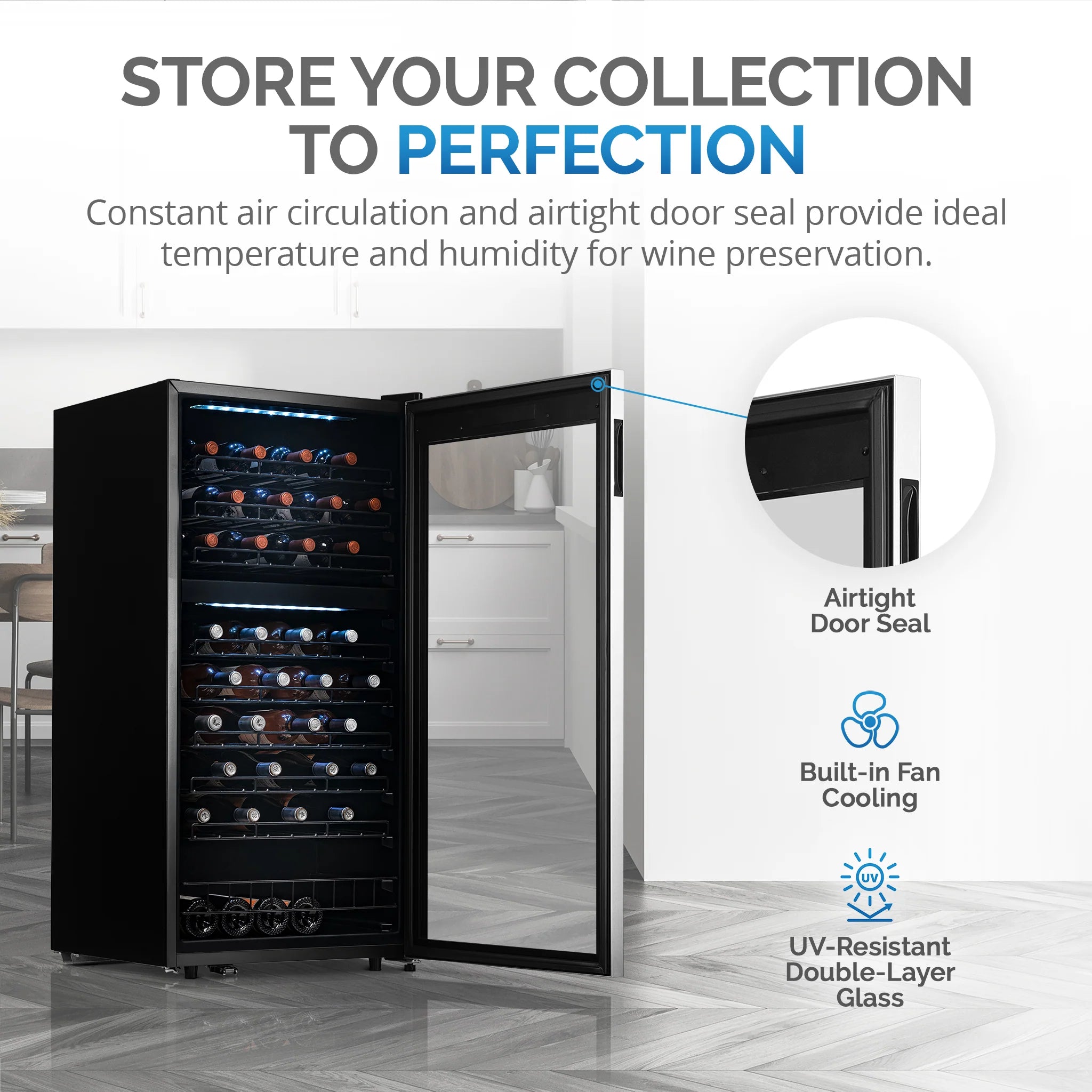 2025 Refrigerador de Vinos Independiente Newair® de Acero Inoxidable – 76 Botellas – 23" con Doble Zona