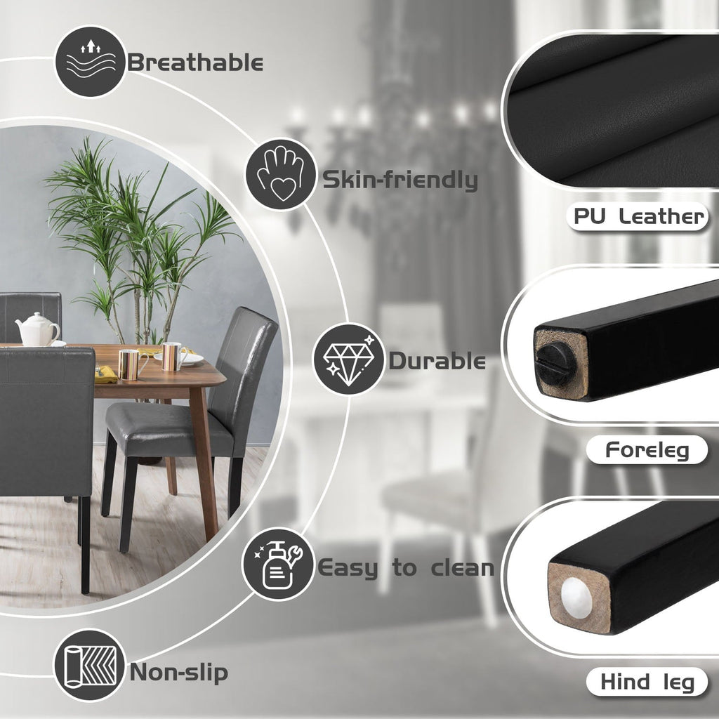 Lacoo Set de 4 Sillas de Comedor Estilo Urbano de PU con Patas de Madera, Negros