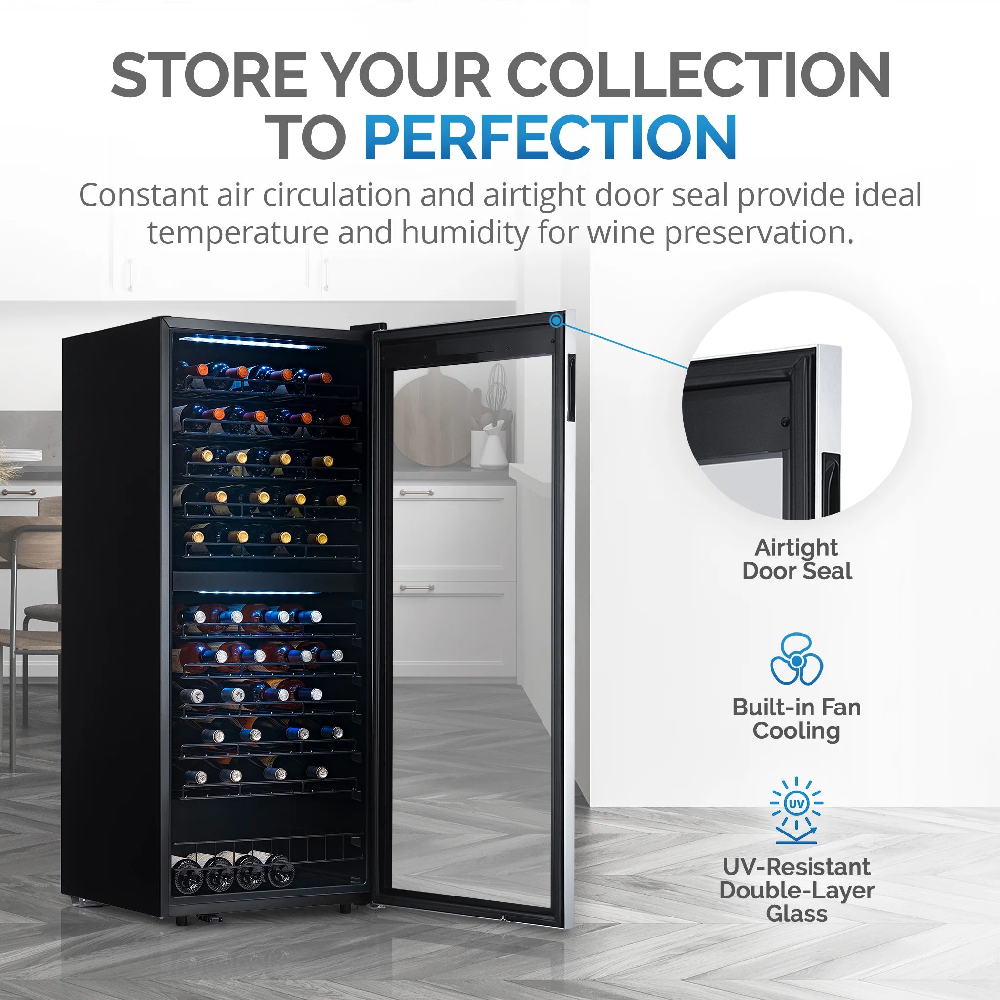 2025 Refrigerador de Vinos Independiente Newair® de Acero Inoxidable – 98 Botellas – 23" con Doble Zona
