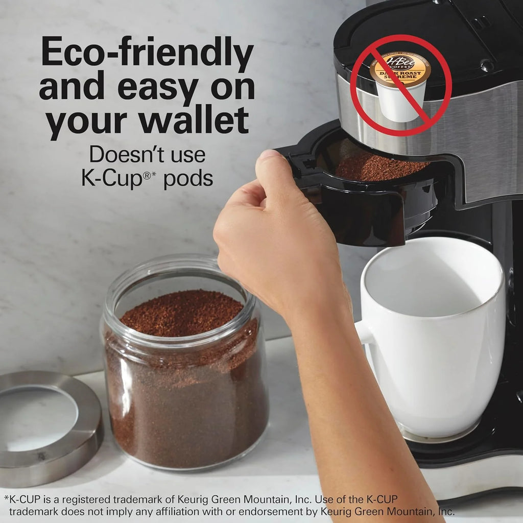 2025 Cafetera de goteo programable 2 en 1 Hamilton Beach, 12 tazas, jarra de vidrio, función pausa y sirve automática, color negro (49980R)