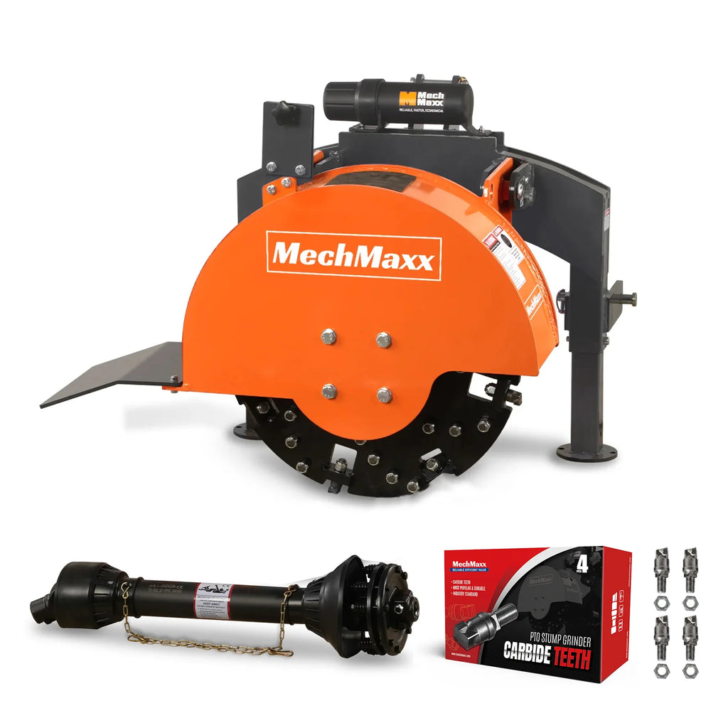2025 Trituradora de Tocones MechMaxx SG24 – Enganche de 3 Puntos PTO con 34 Dientes de Carburo + Eje PTO Incluido
