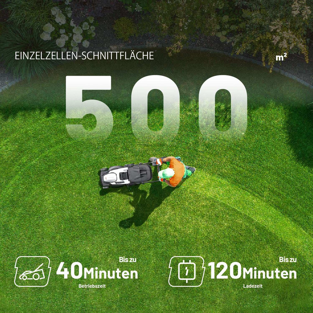 2025 Cortacésped autopropulsado inalámbrico U20 43 cm brushless | Incluye 2 baterías de 4,0 Ah | Corte fácil hasta 500 m²