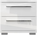 Mesita de noche Piano blanco brillante con 2 cajones, 45 cm de ancho