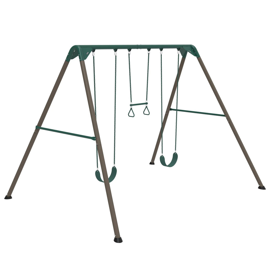 Lifetime Juego de Columpios Metálico para Niños con 2 Columpios de Cinturón y Barra de Trapecio – 9 pies (91137)