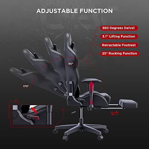 Silla de Oficina Gaming AutoFull con Soporte Lumbar Ergonómico, Estilo Racing, Cuero PU, Alta Respalda, Silla Giratoria Ajustable para PC