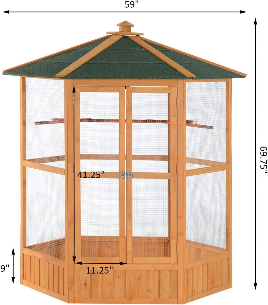 viario Hexagonal Grande de Madera para Exteriores con Techo Cubierto