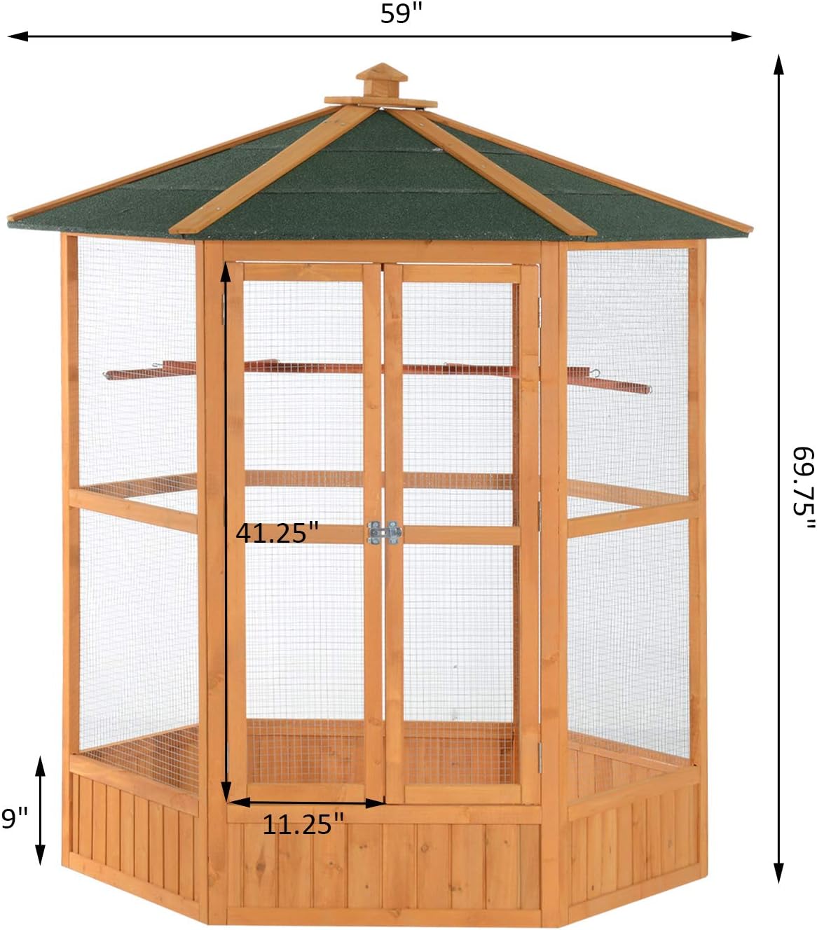 viario Hexagonal Grande de Madera para Exteriores con Techo Cubierto
