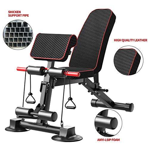 2025 Banco de musculación ajustable – Banco práctico para entrenamiento completo, plegable en plano