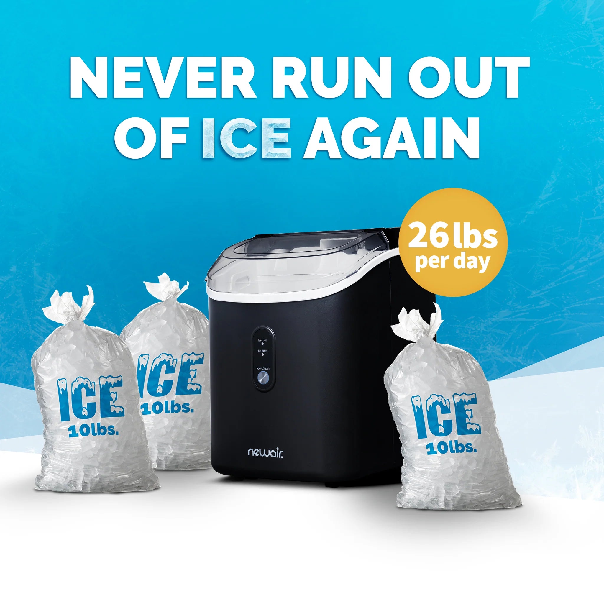 2025 Máquina de Hielo en Trozos de Mostrador Newair® – 33 lb/día