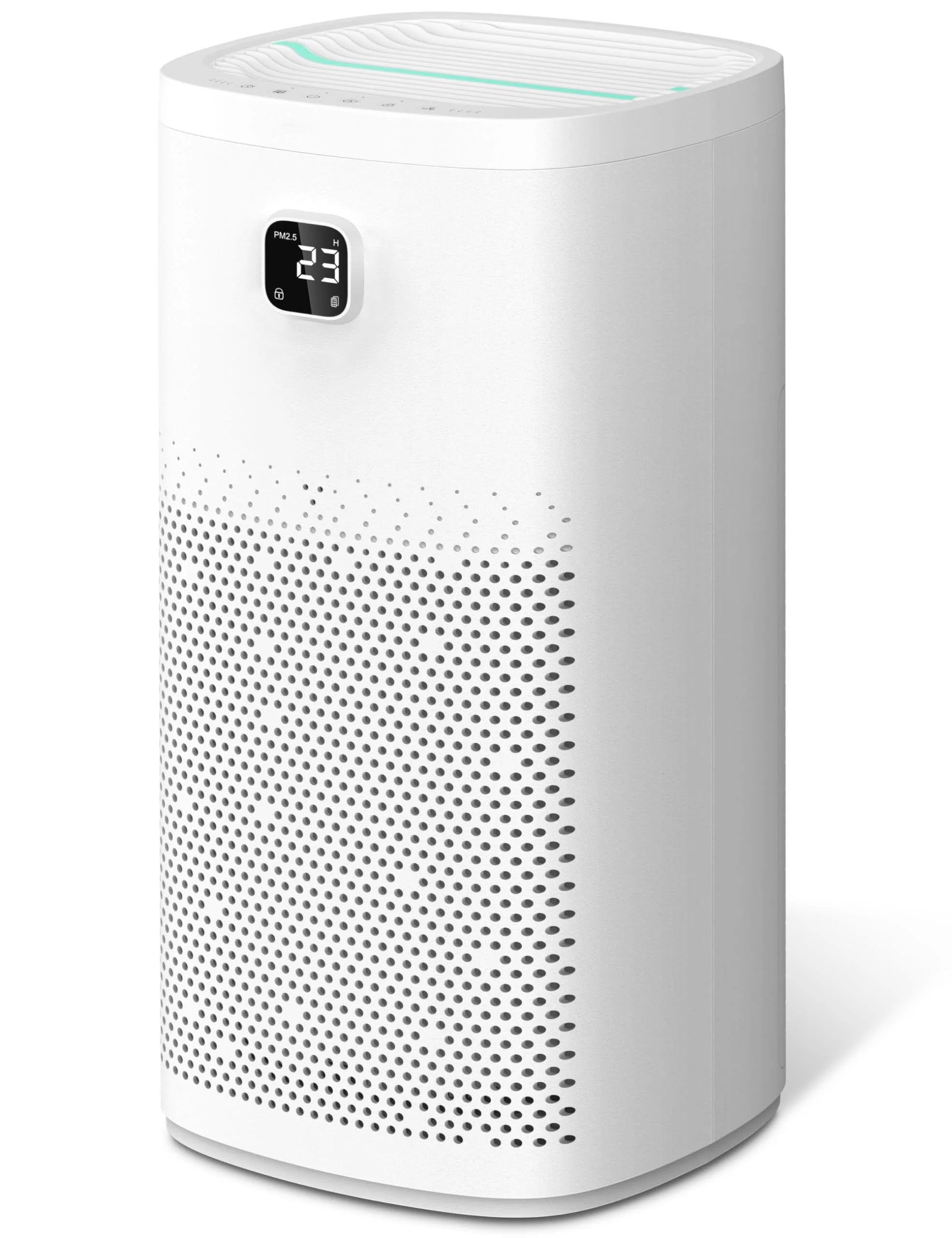 Purificador de Aire para Habitaciones Grandes – Cobertura de hasta 146 m², Filtro HEPA H13 con Monitor de Calidad del Aire, Silencioso 23 dB, Eliminador de Pelo de Mascotas y Olores