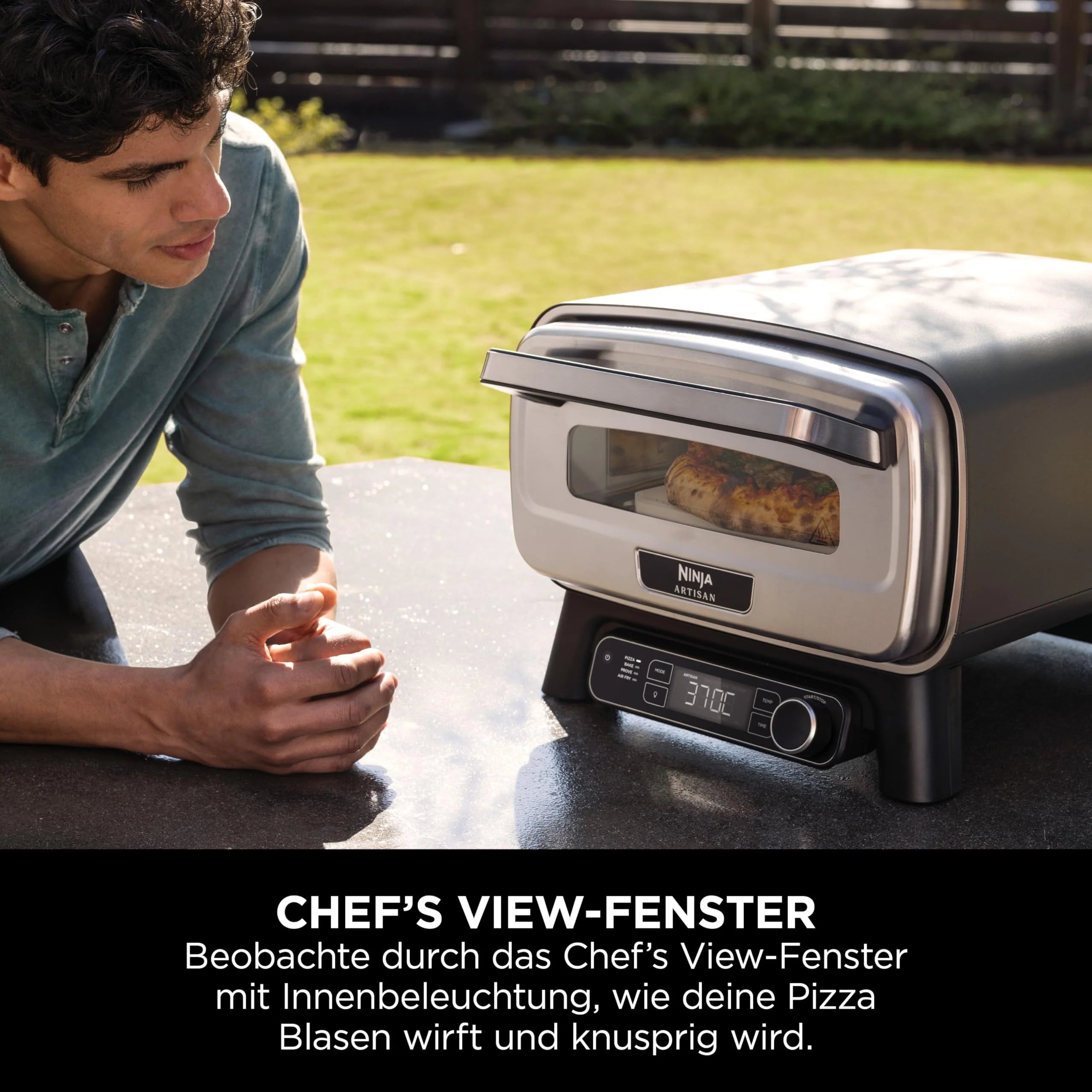 2025 Ninja Artisan Horno para Pizza Exterior y Freidora de Aire Caliente 4 en 1, 30 cm, Gris MO201EU