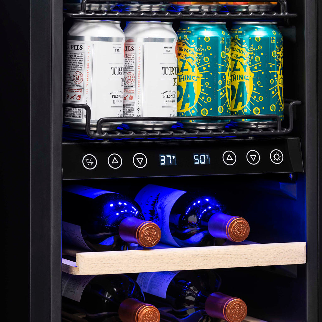 2025 Newair® Refrigerador Empotrable de Doble Zona para Bebidas – 48 Latas y 9 Botellas – 15 Pulgadas