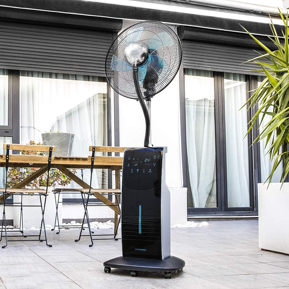 Ventilador con Nebulizador de Agua Fresca Cecotec EnergySilence 490 con Control Remoto, 90W, Diámetro 16", 5 Aspas, Depósito de 2.8L, Temporizador de 7.5h, Indicador LED y Oscilación