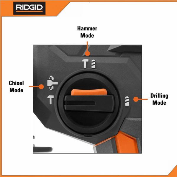2025 Martillo Rotatorio Cordless Brushless 18 Voltios OCTANE SDS-Plus 1 pulgada (Solo Herramienta) R86711B de RIDGID