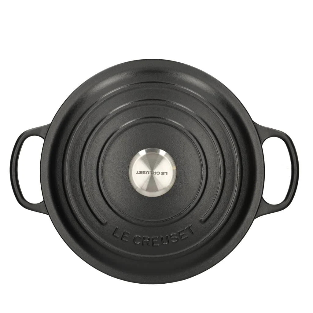 2025 Le Creuset - Sartén para asar / guisar Signature redonda negro mate 24 cm 4,2 l (interior negro)