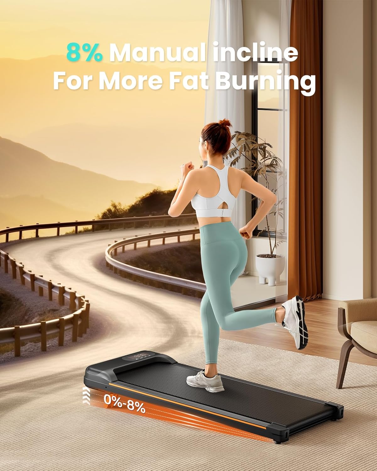 2025 Cinta de correr plegable con inclinación, cinta bajo escritorio para teletrabajo, 2.5 CV, portátil, capacidad 280 lbs (127 kg), control remoto, pantalla LED