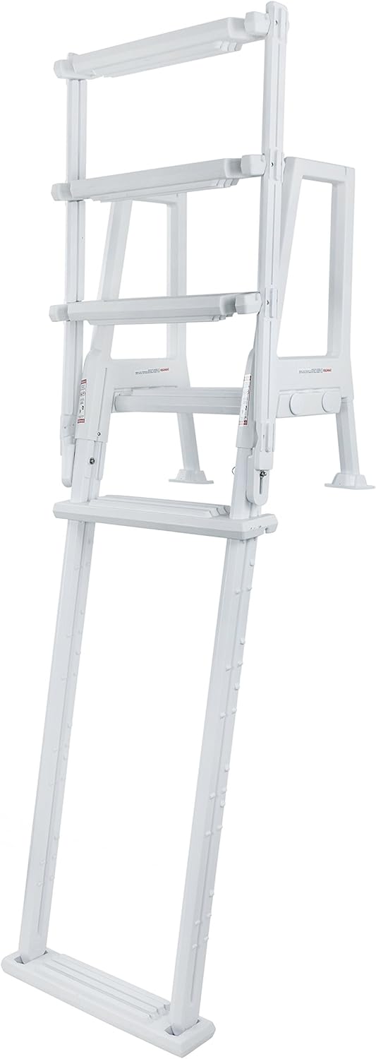Escalones antideslizantes Aqua Select para piscinas elevadas | Azul | Para piscinas sobre tierra | Se pueden montar en terrazas de 48" a 54" de altura | Escalera de seguridad con capacidad hasta 250 lbs