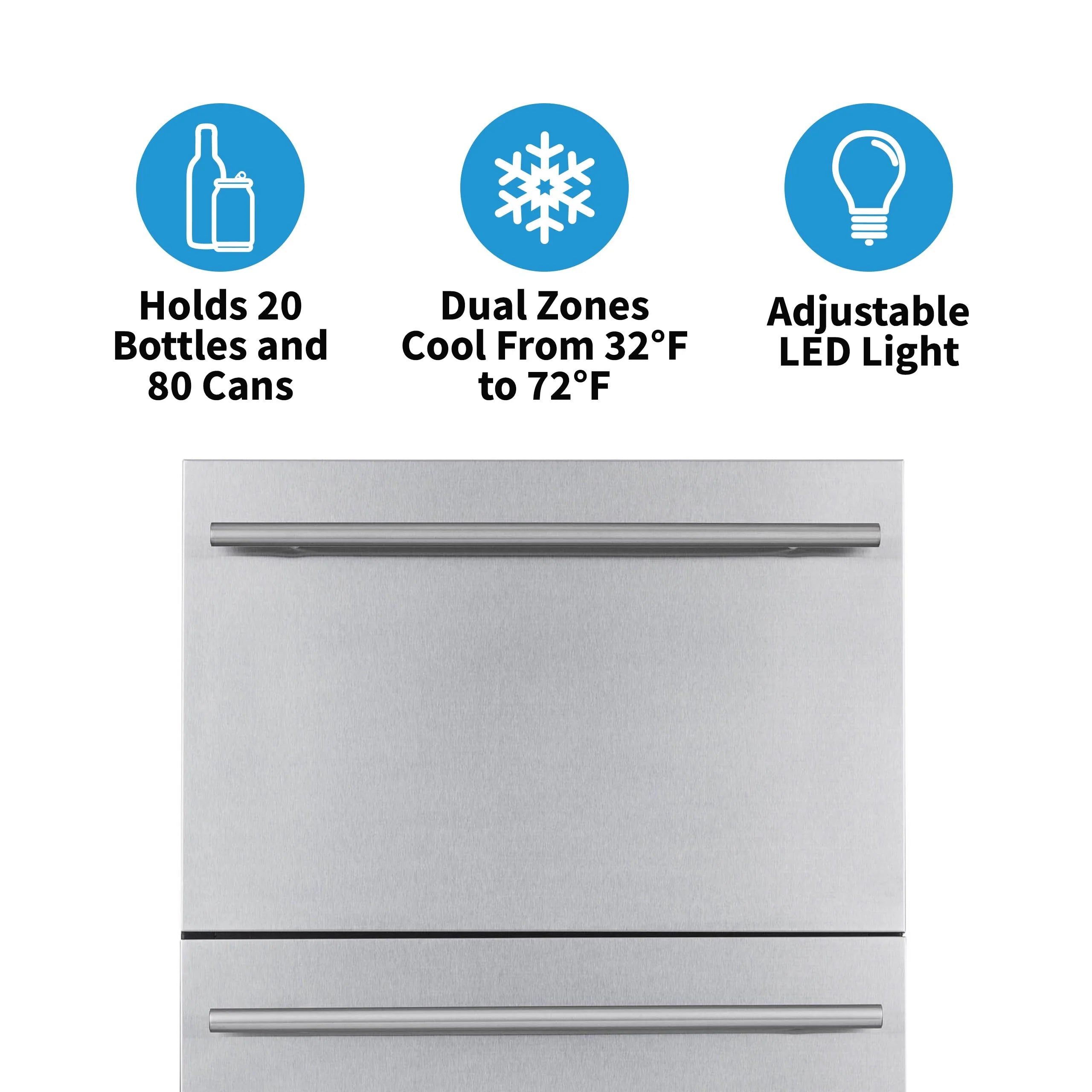 2025 Newair® Refrigerador de Bebidas Empotrable para Interior/Exterior - 80 Latas, 20 Botellas - 24”