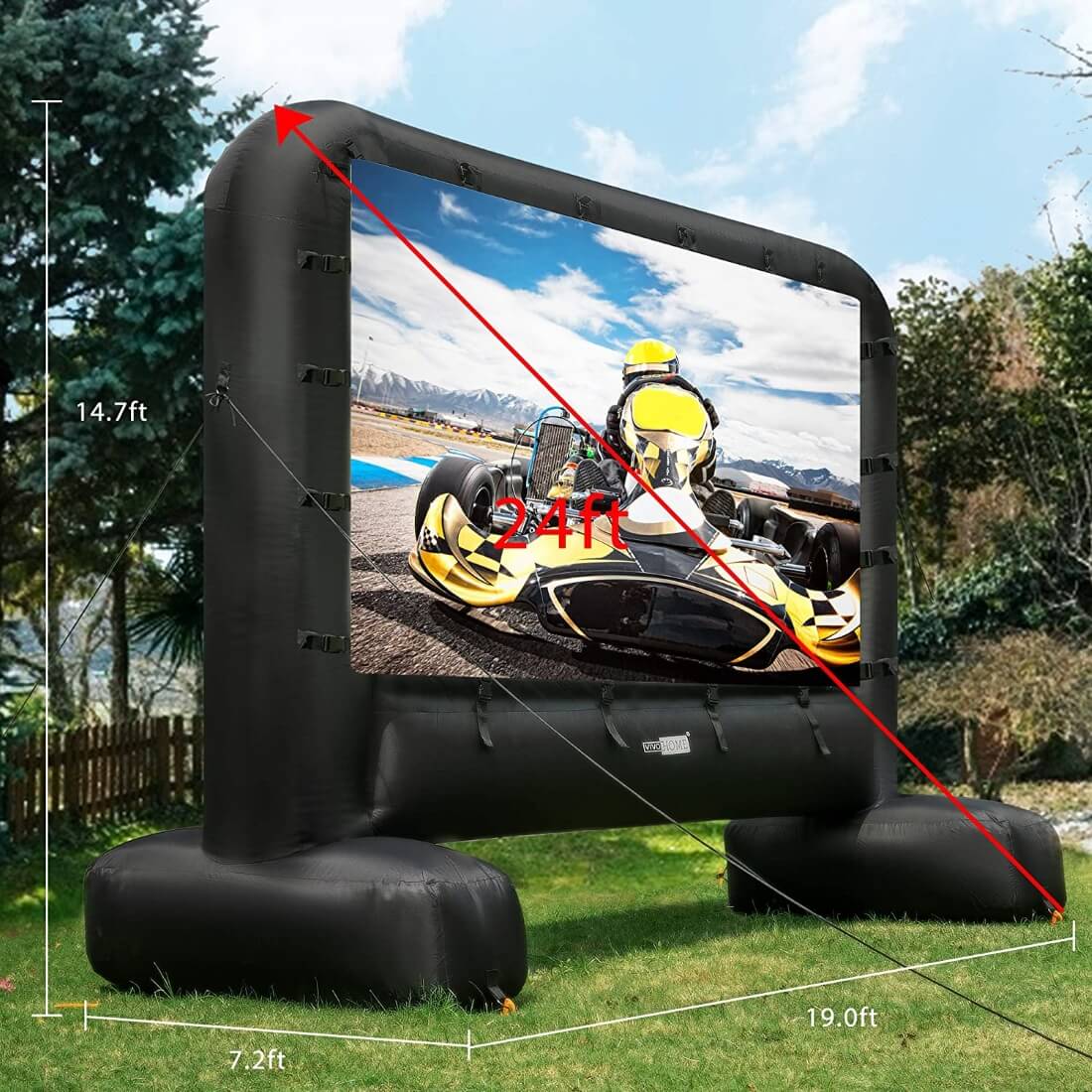 2025 Pantalla Inflable de Cine Gigante de 14-17 Pies para Proyección Frontal y Trasera – Ideal para Exteriores