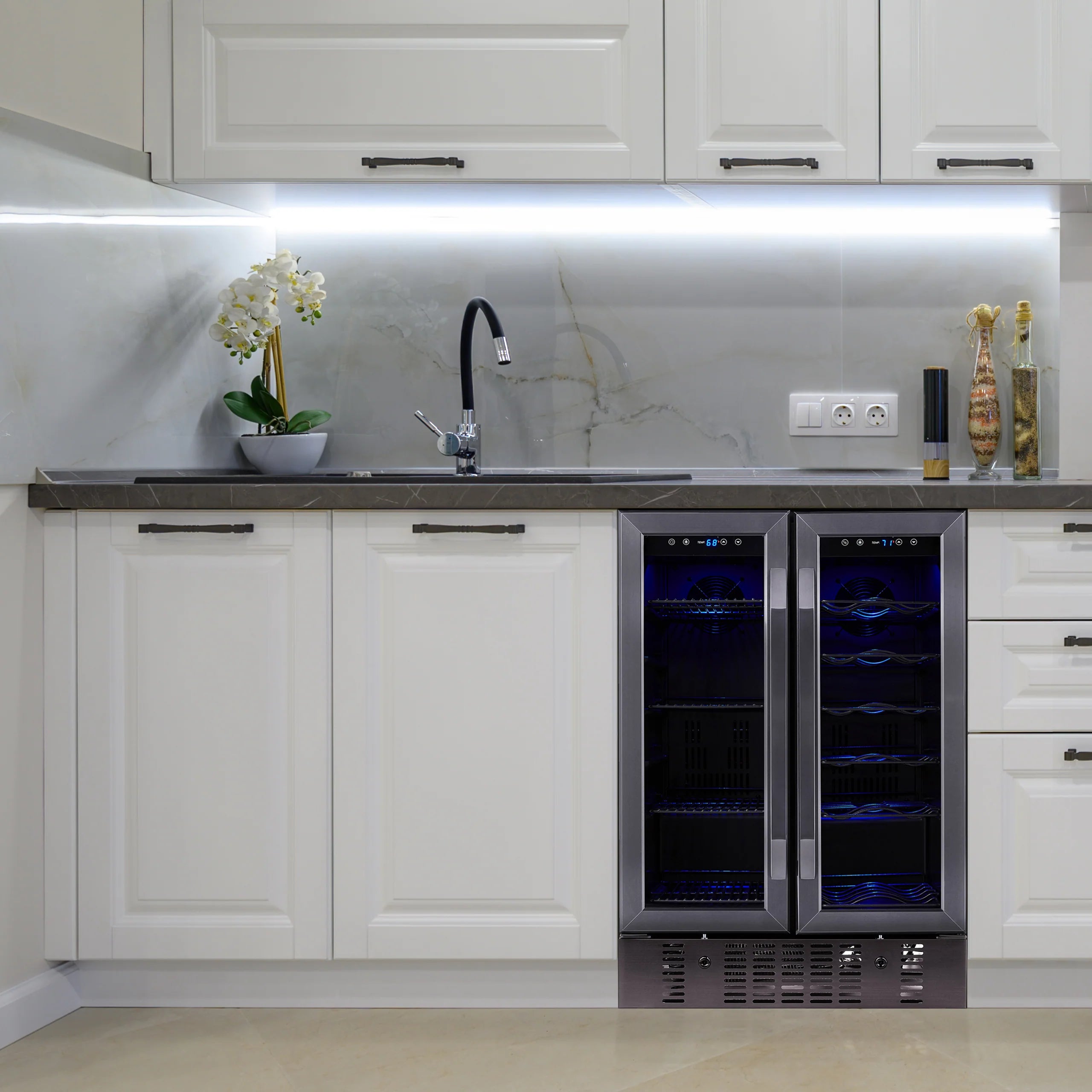 2025 Newair® Refrigerador Empotrable de Doble Zona – 60 Latas y 18 Botellas – 24"