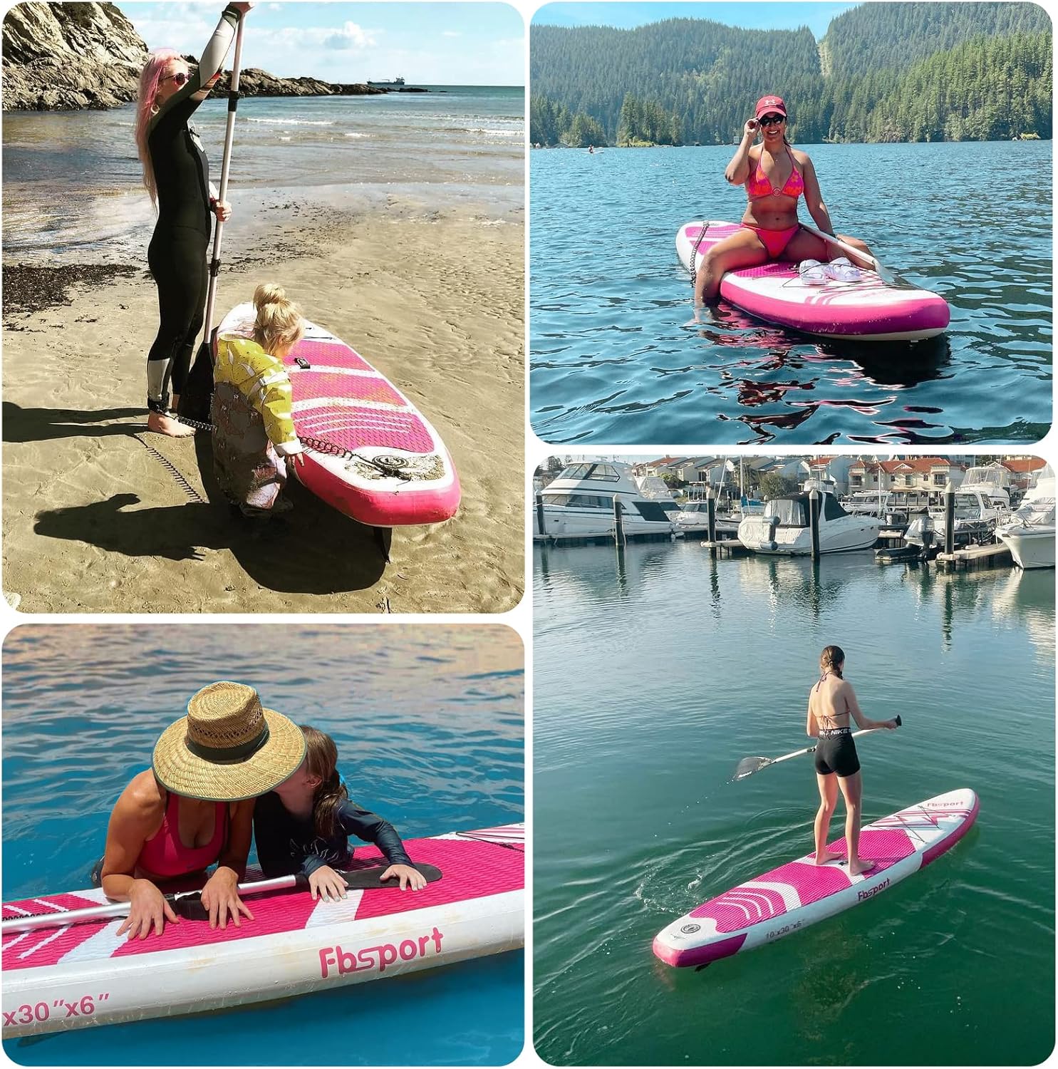 Tabla de Paddle Premium FBSPORT de 11 pulgadas, tabla de yoga con accesorios SUP y bolsa de transporte, postura ancha, control de surf, cubierta antideslizante, correa, remo y bomba para jóvenes y adultos