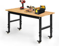 2025 Betterhood Banco de Trabajo Ajustable Robusto 48" con Superficie de Madera Caucho para Garaje