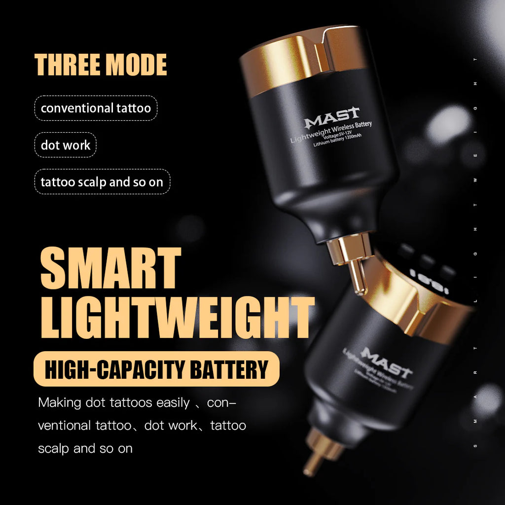 Dragonhawk T1 Fuente de Alimentación Inalámbrica para Tatuajes (Negro y Dorado)