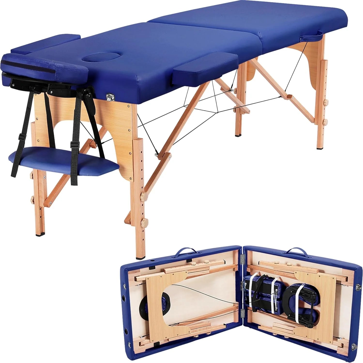 Mesa de Masajes Yaheetech – Mesa Plegable Portátil para Tratamientos, Pestañas, Spa – Mesa de Masaje Ajustable en 2 Secciones con Bolsa No Tejida, 24 pulgadas, Negra