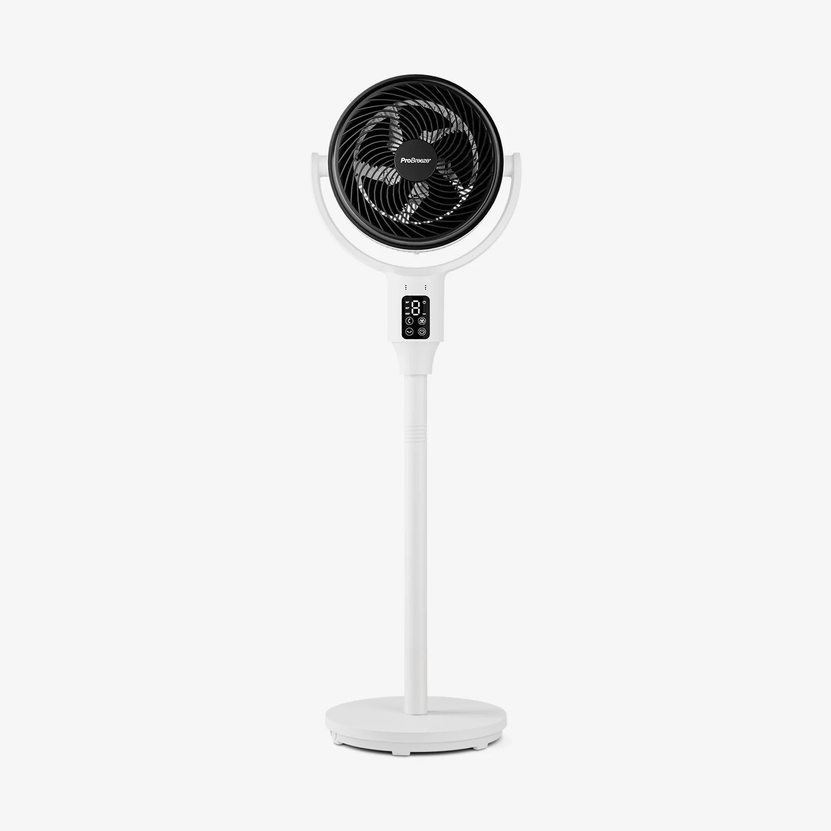 Ventilador de pie híbrido AirFlo™ 43" – Circulador de aire ultrasilencioso – Blanco