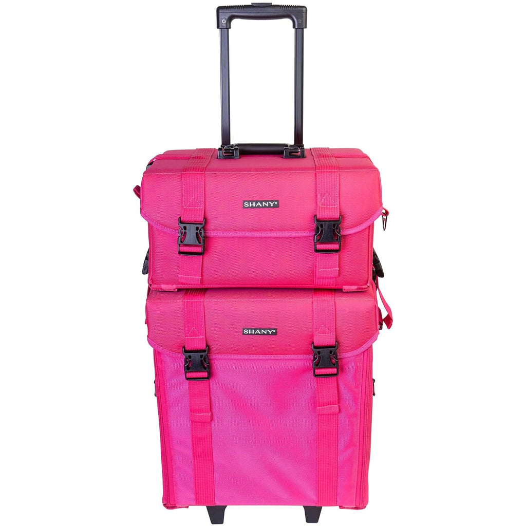 Maletín Cosmético de Vinilo Negro Azabache con Ruedas – Bolso de Viaje para Maquillaje