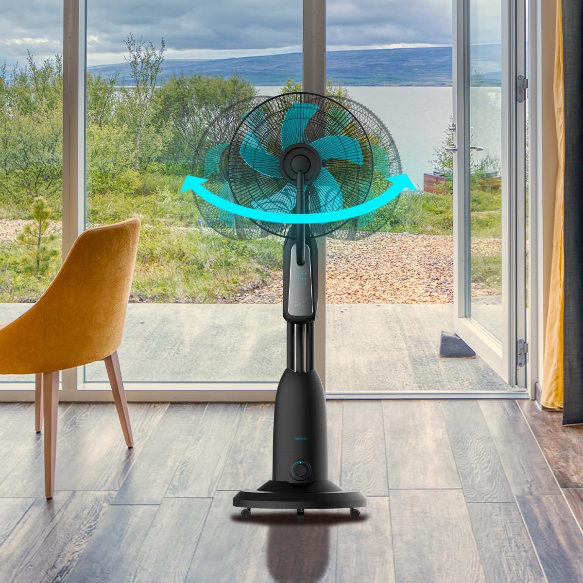 Ventilador con Nebulizador de Agua Fresca Cecotec EnergySilence 490 con Control Remoto, 90W, Diámetro 16", 5 Aspas, Depósito de 2.8L, Temporizador de 7.5h, Indicador LED y Oscilación