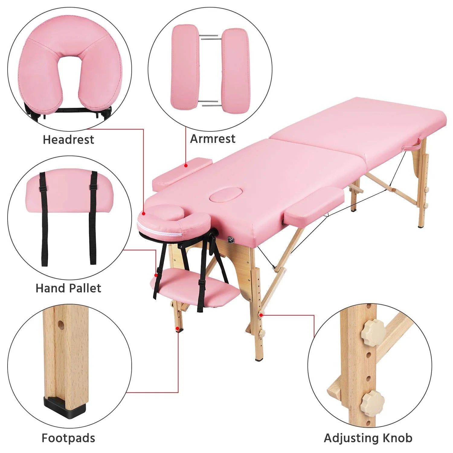 Mesa de Masajes Yaheetech – Mesa Plegable Portátil para Tratamientos, Pestañas, Spa – Mesa de Masaje Ajustable en 2 Secciones con Bolsa No Tejida, 24 pulgadas, Negra