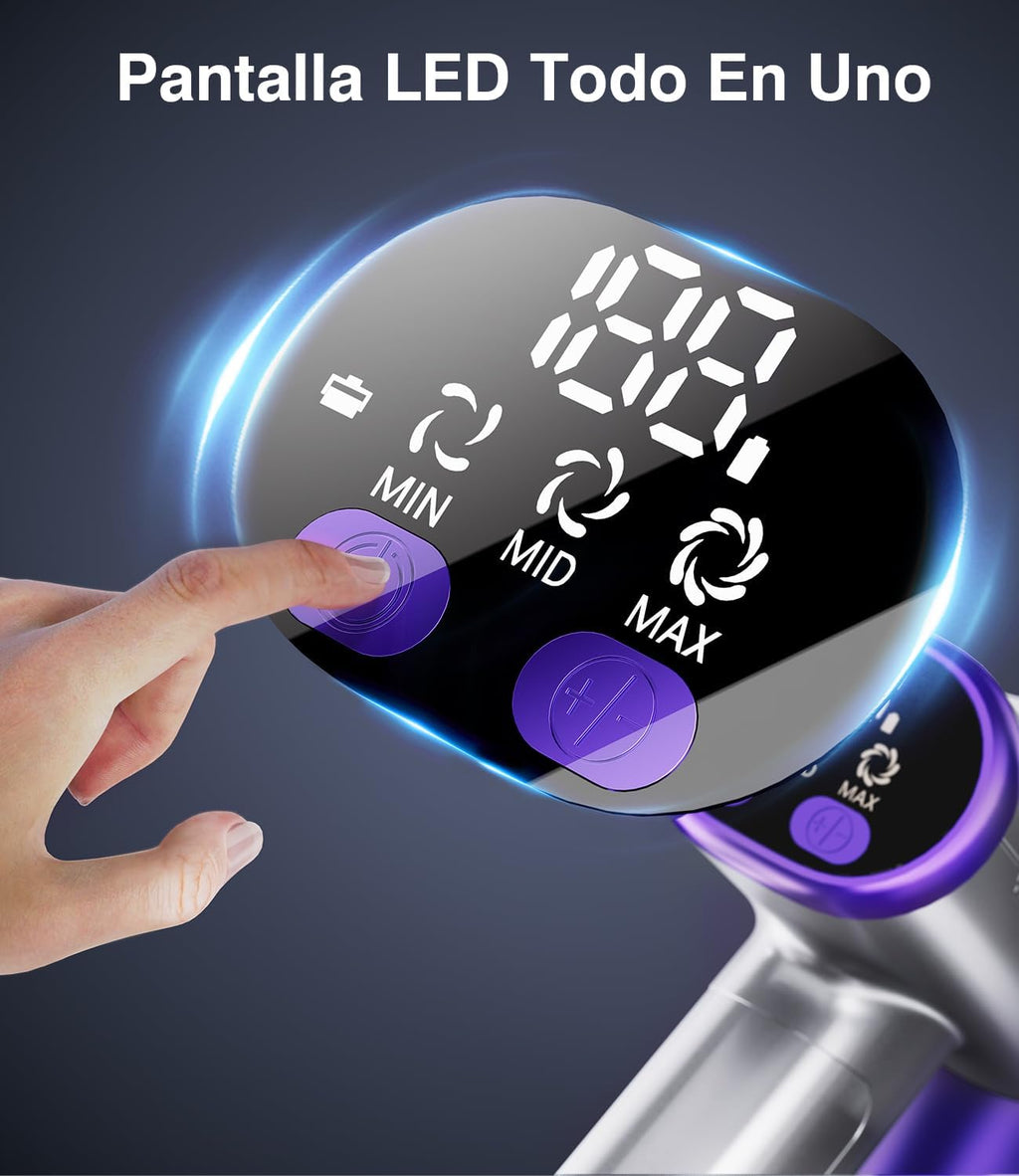 Aspiradora Inalámbrica Tdyon 40KPa/450W, Potente hasta 50 Minutos, con Pantalla Inteligente y Cepillo Antienredos, para Alfombras, Pelo de Mascotas, Suelo y Sofá [Clase de Eficiencia Energética A+++]