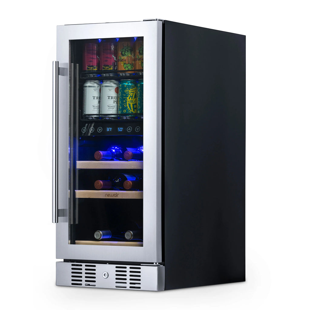 2025 Newair® Refrigerador Empotrable de Doble Zona para Bebidas – 48 Latas y 9 Botellas – 15 Pulgadas