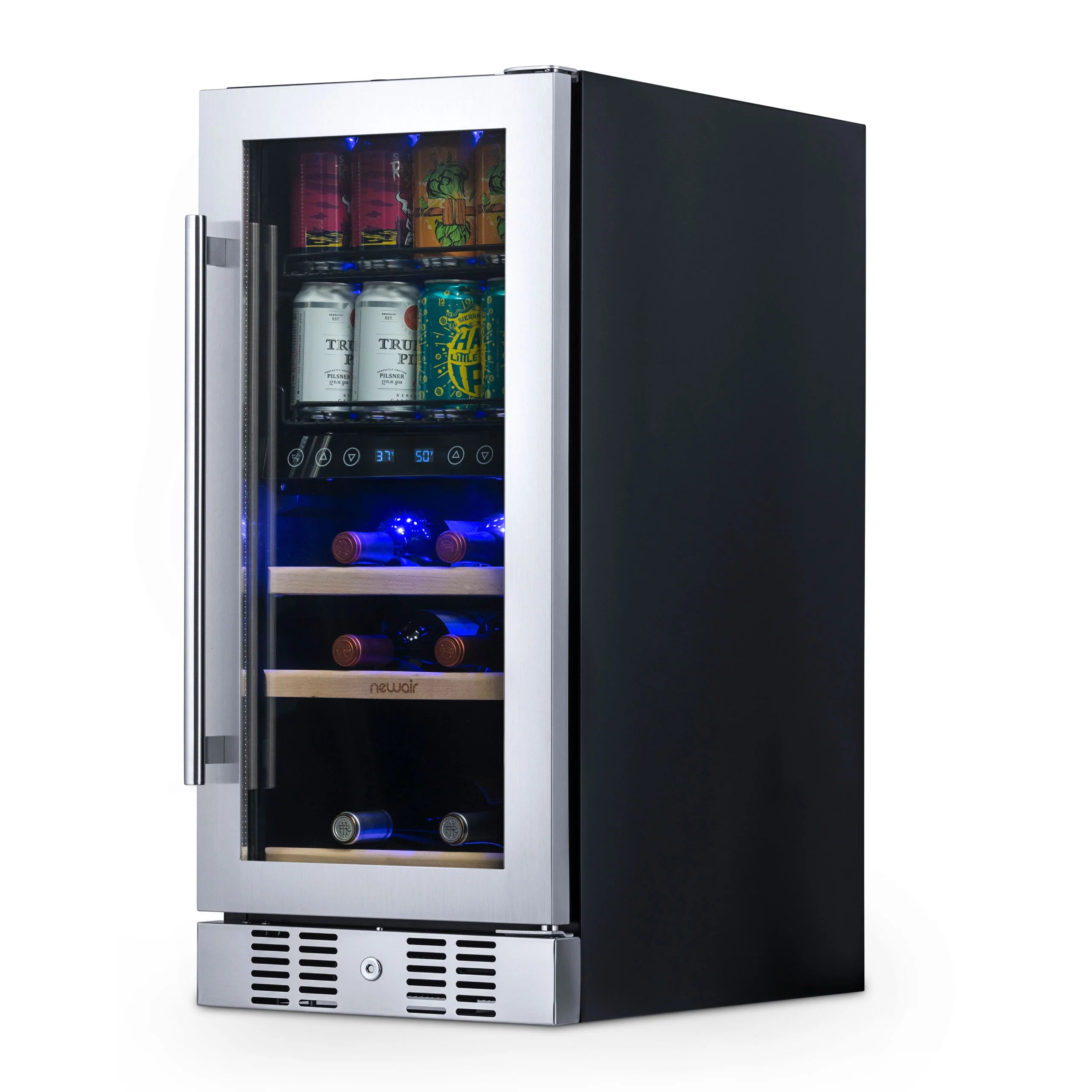 2025 Newair® Refrigerador Empotrable de Doble Zona para Bebidas – 48 Latas y 9 Botellas – 15 Pulgadas