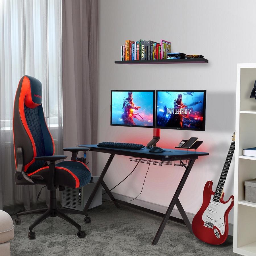 2025 Escritorio de Juego Atlantic Fire Storm con 24 LEDs Multicolores y 3 Puertos USB