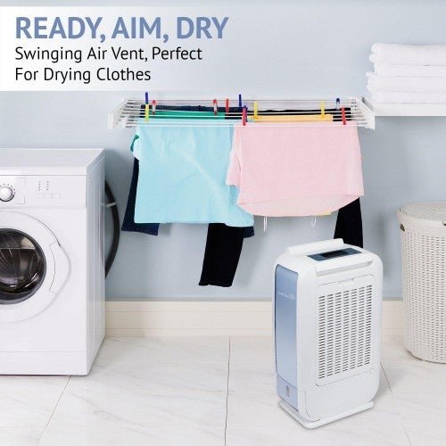 Deshumidificador desecante compacto y silencioso Ivation de 13 pintas para áreas pequeñas – con manguera de drenaje continuo para espacios reducidos, baño, ático, espacio de arrastre y closets – para espacios de hasta 25 metros cuadrados (