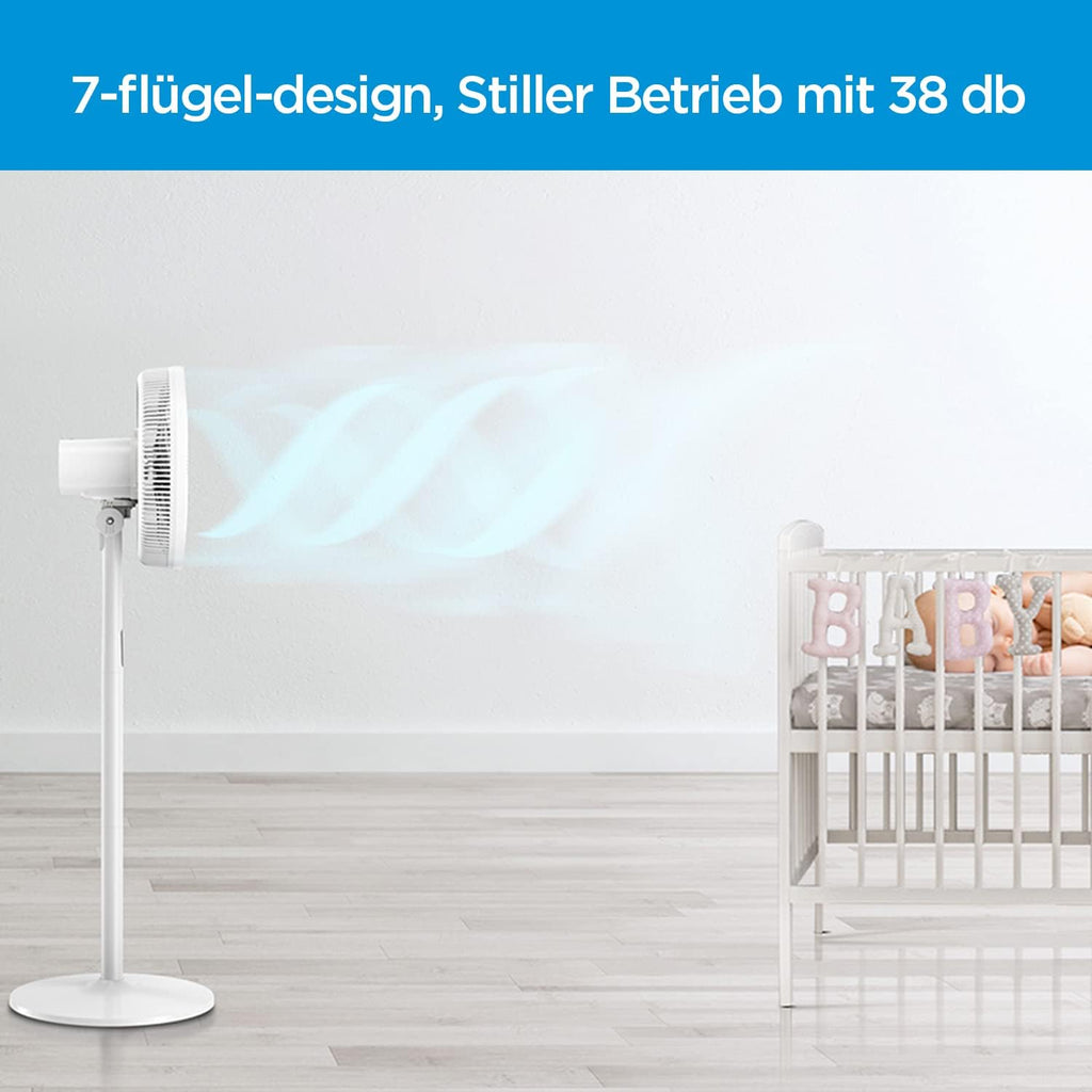 Ventilador de Pie MIDEA 12 Velocidades con Control Remoto – Ventilador Silencioso con Oscilación de 120º + 135º – Ventilador con Temporizador, Filtro y Doble Aspa – Flujo de Aire hasta 24 metros