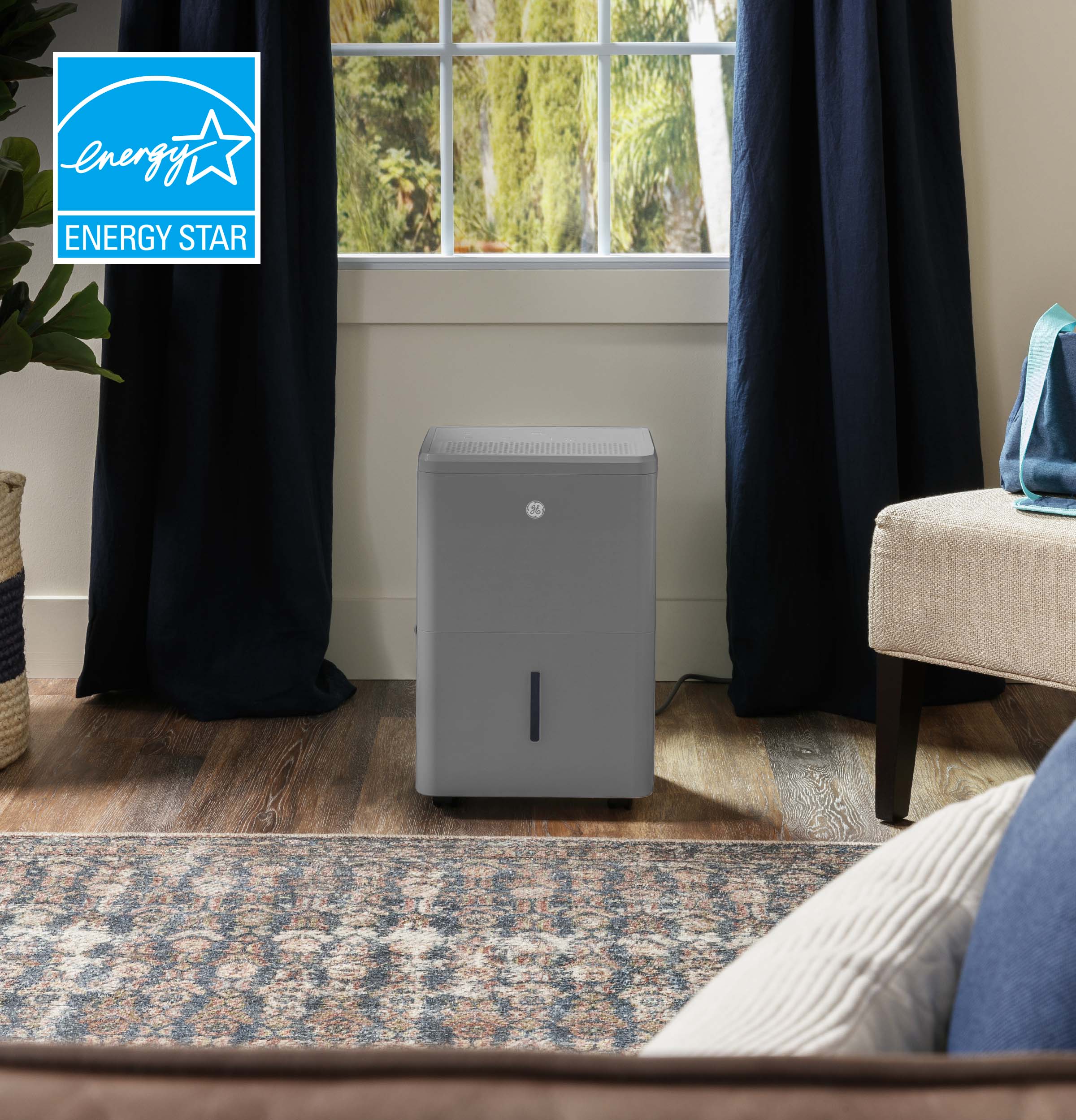 2025 Deshumidificador Portátil GE Energy Star® con Bomba Integrada y Función Smart Dry para Espacios Húmedos