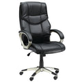 Silla de Oficina con Respaldo Alto, Sillón Giratorio de Cuero Sintético con Altura Ajustable, Negro