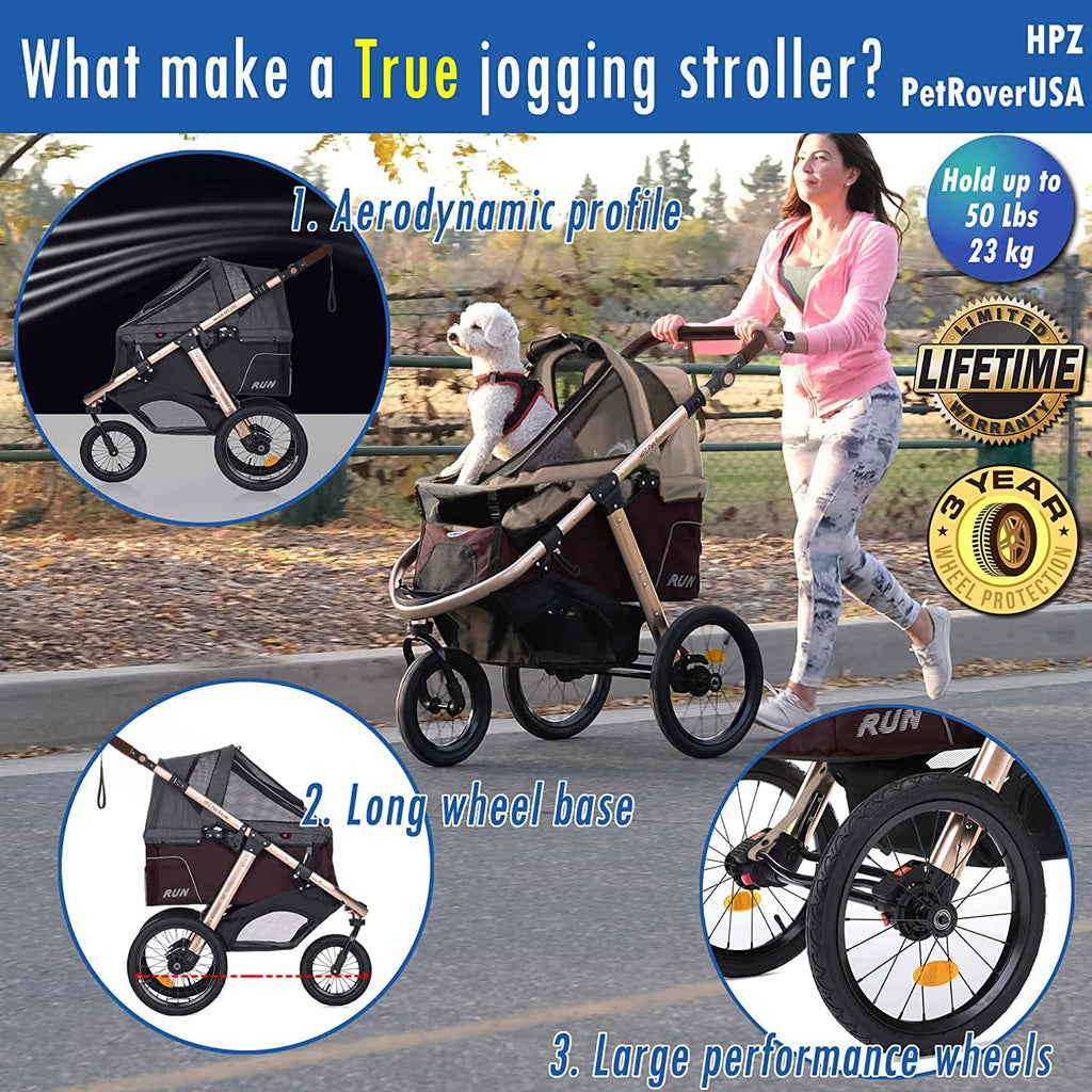 Coche Deportivo para Correr con Ruedas de Goma Confort / Entrada sin Cremallera / Plegado Rápido con Una Mano / Estructura de Aluminio para Perros, Gatos y Mascotas Pequeñas o Medianas (Camuflaje Verde)