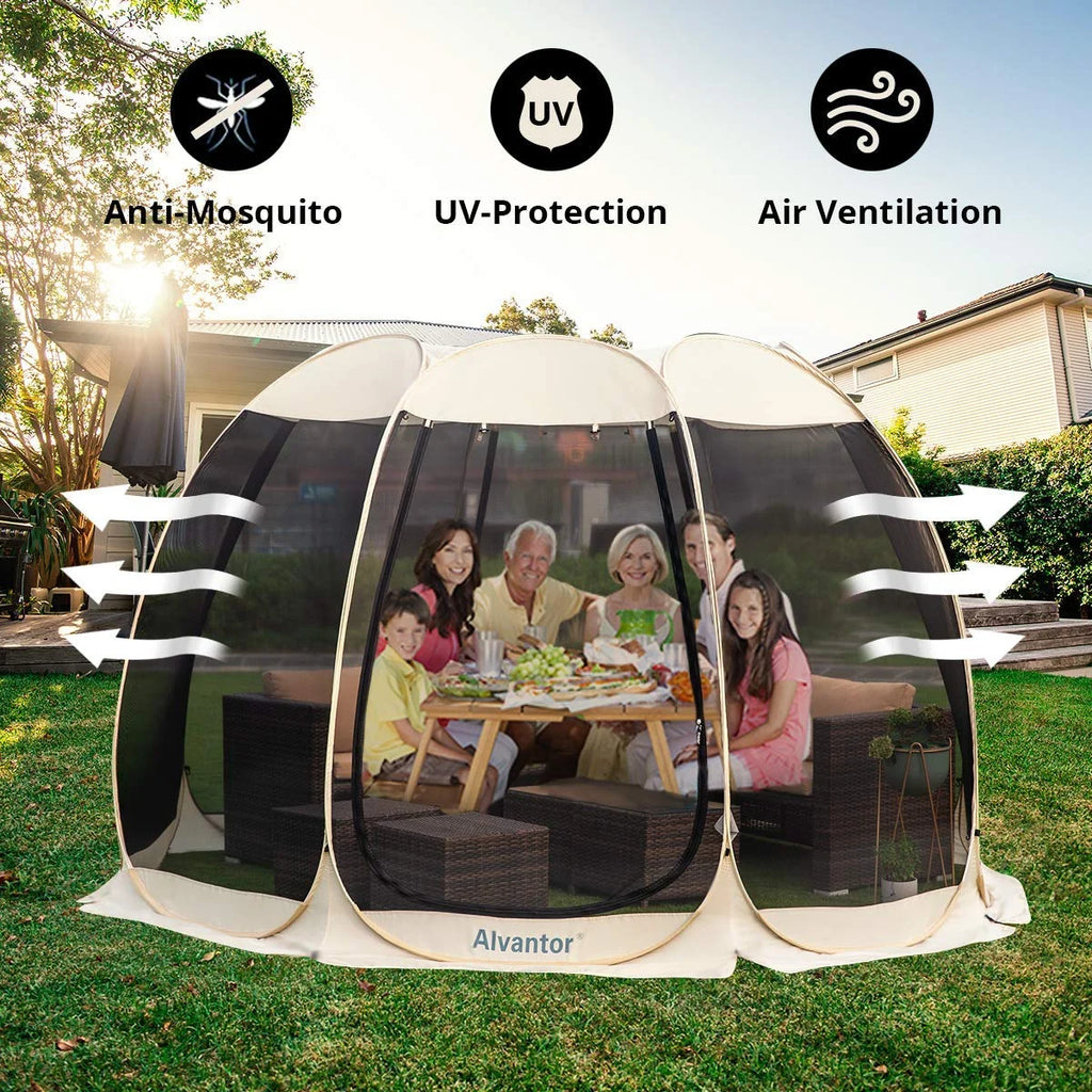 Mosquitera de 10 x 10 para tienda de campaña familiar al aire libre - Gazebo extensible con toldo para jardín o restaurante
