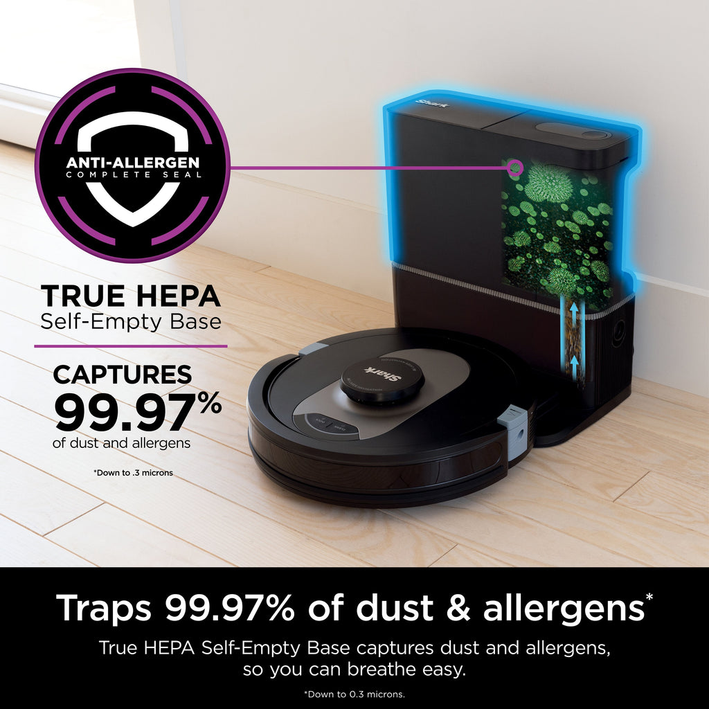 2025 Shark – Aspiradora Robot AI Ultra con Matrix Clean, Mapeo del Hogar, Base Auto-vaciable sin Bolsa HEPA, Conectividad WiFi – Negra