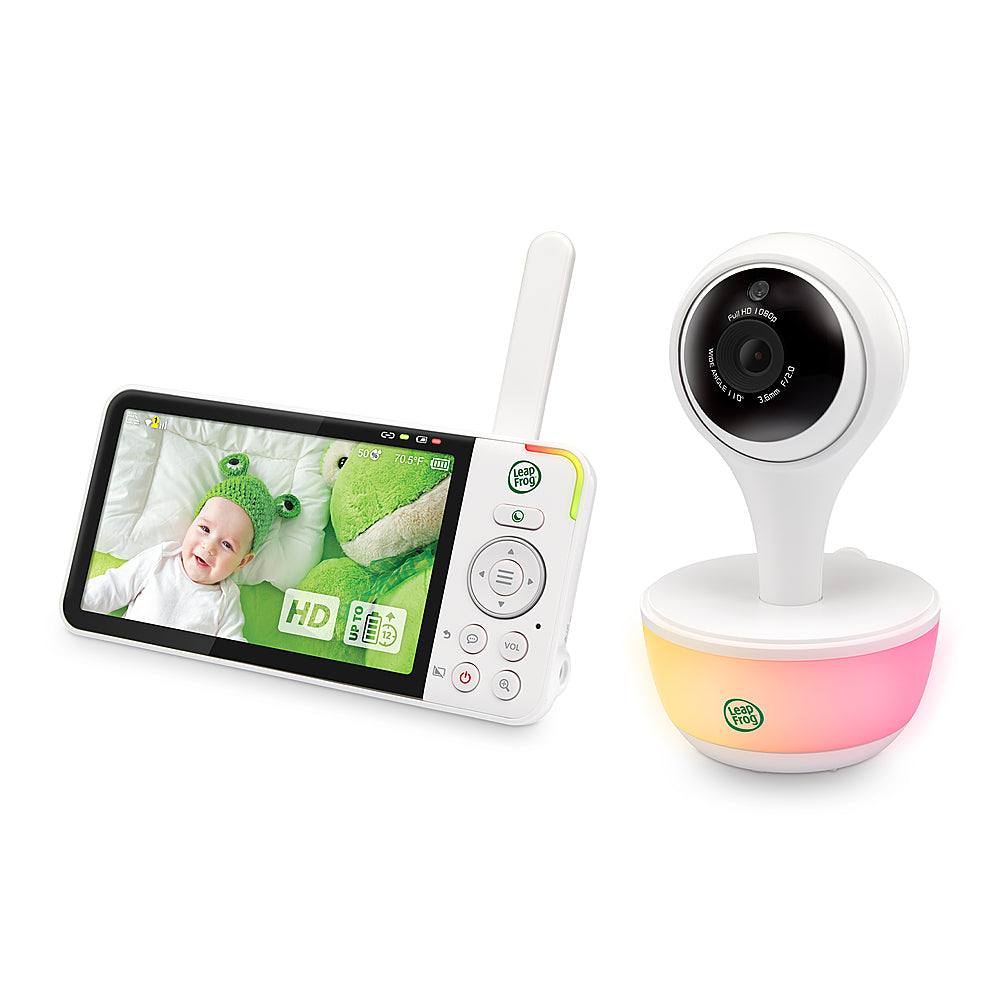 LeapFrog – Monitor de bebé con acceso remoto WiFi 1080p, pantalla de alta definición de 5” 720p, luz nocturna, visión nocturna a color – blanco